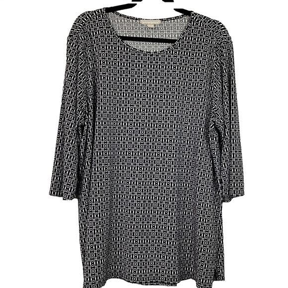 WOMAN WITHIN PLUS SIZE 18 20 TOP BLACK WHITE BLOUSE GUC - Picture 1 of 12